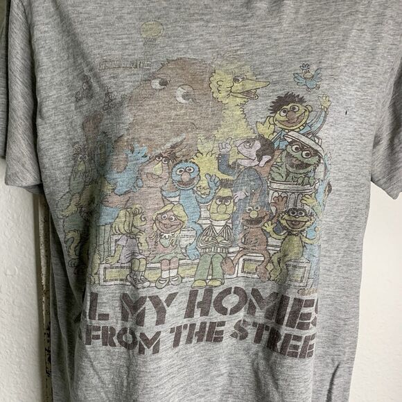 Vintage Sesame Street Graphic T-Shirt "All My Homies Are From The Street" Gray M - Picture 3 of 11